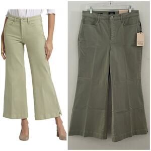 NYDJ Mia Palazzo Ankle Jeans High Waist Flare in Juniper Green Size 12 NWT
